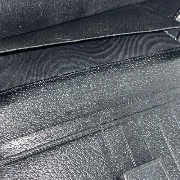 AUTHENTIC GUCCI GG LOGO CANVAS LEATHER TRIM LONG WALLET - Picture 13 of 15